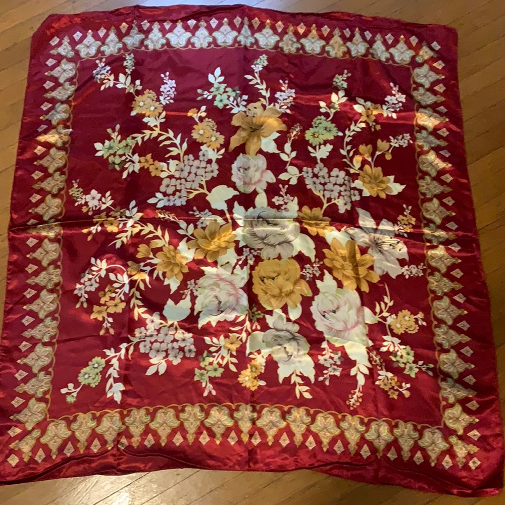 Floral print silk scarf